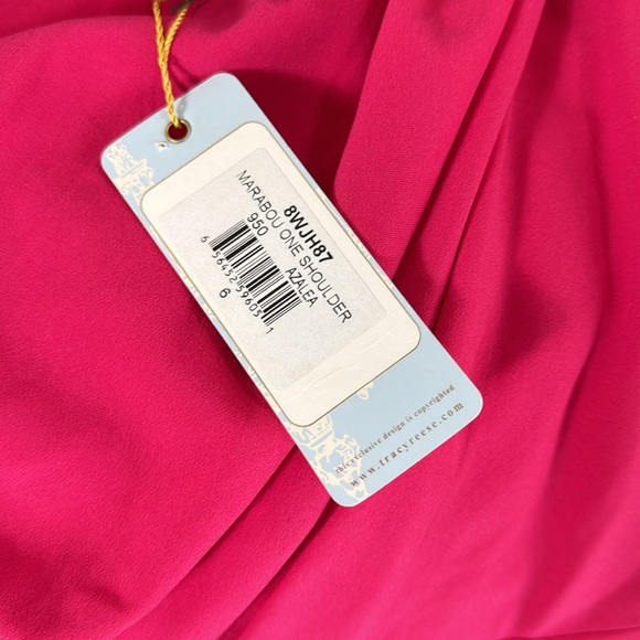 NWT - Tracy Reese Marabou Feather One Shoulder Dress, color:  Azalea Sz 6 - Picture 8 of 8